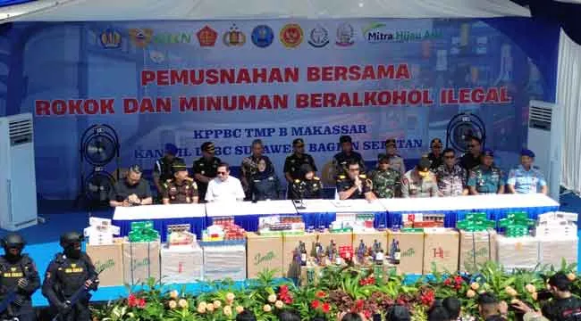 Bea Cukai Sulbagsel Musnahkan 31 Juta Rokok Ilegal