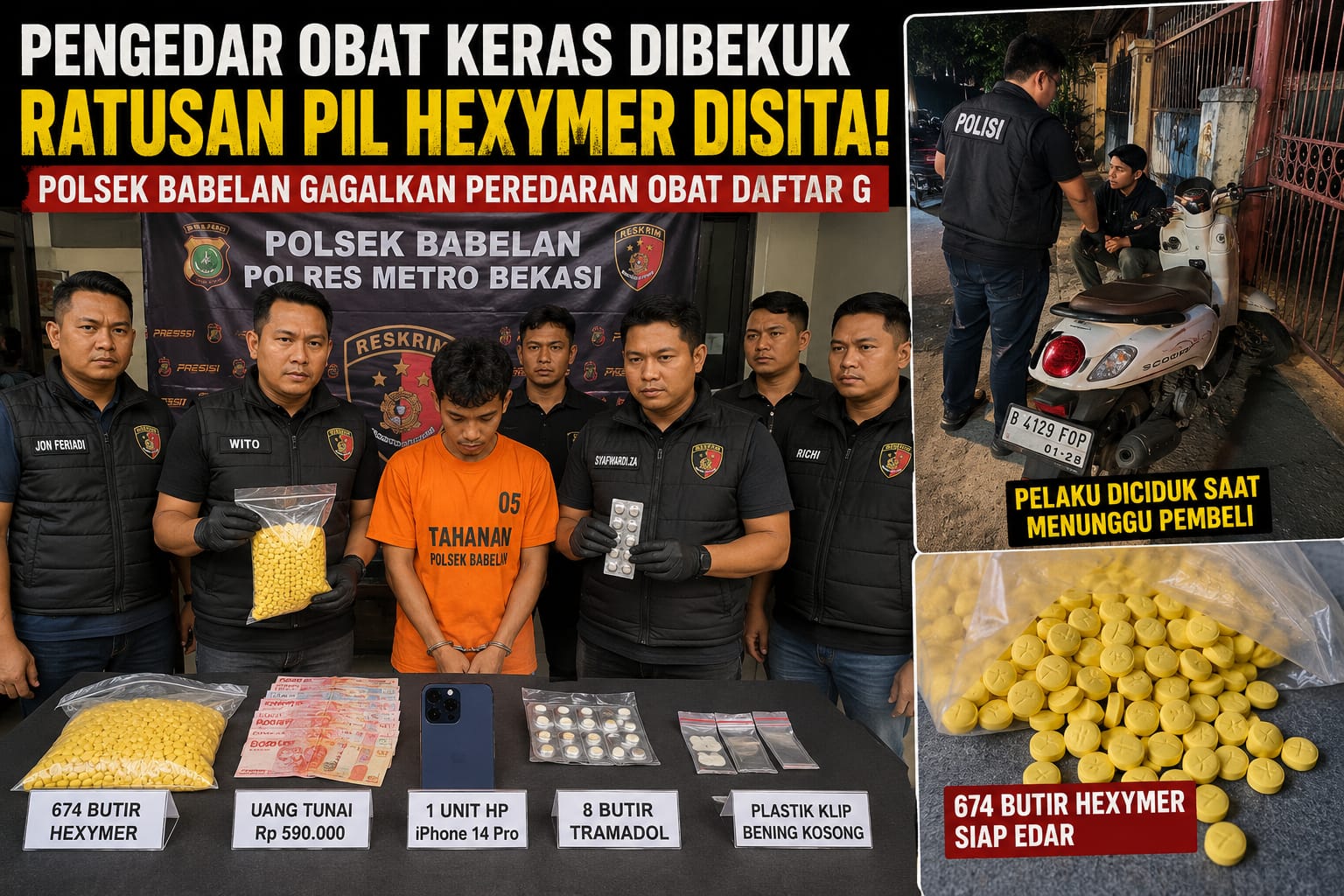 Polsek Babelan Berhasil Gagalkan Peredaran Ratusan Obat Keras Daftar G