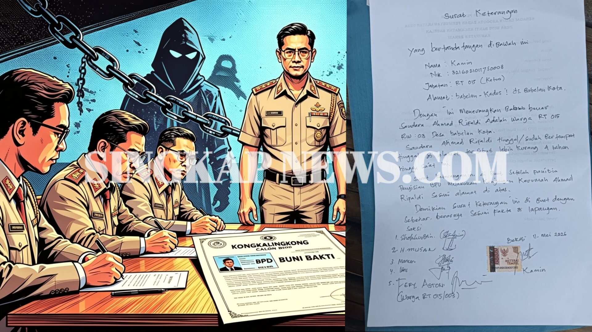DIDUGA ADA KONGKALIKONG TERSELUBUNG, CALON BPD BUNI BAKTI BEDA DOMISILI TETAP DILOLOSKAN